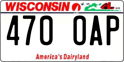 WI license plate 470OAP