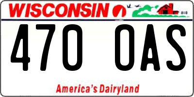 WI license plate 470OAS