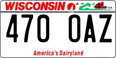 WI license plate 470OAZ
