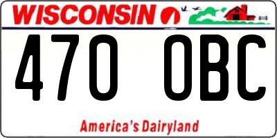 WI license plate 470OBC