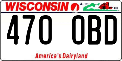 WI license plate 470OBD