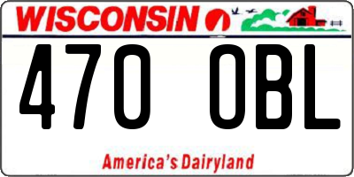 WI license plate 470OBL