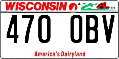 WI license plate 470OBV