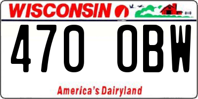 WI license plate 470OBW
