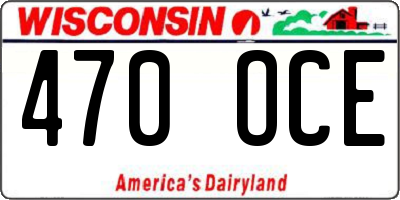 WI license plate 470OCE