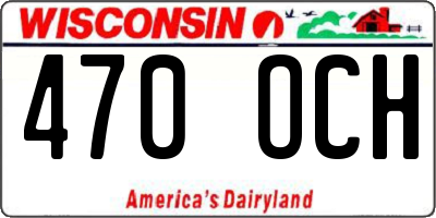 WI license plate 470OCH
