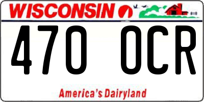 WI license plate 470OCR