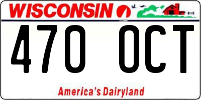 WI license plate 470OCT