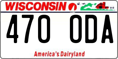 WI license plate 470ODA