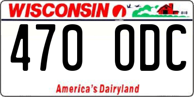 WI license plate 470ODC