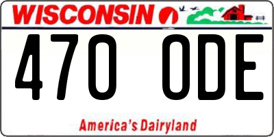 WI license plate 470ODE