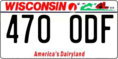 WI license plate 470ODF