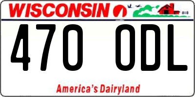 WI license plate 470ODL