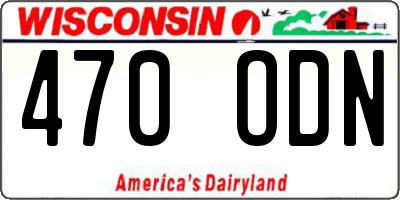 WI license plate 470ODN
