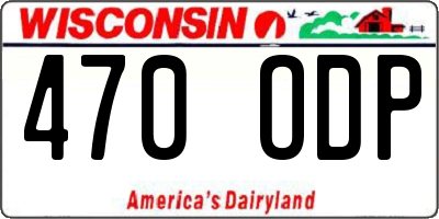 WI license plate 470ODP