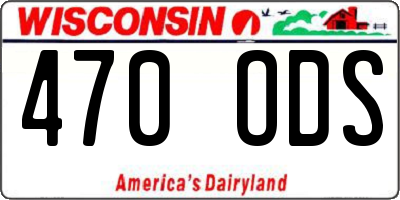 WI license plate 470ODS