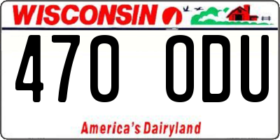 WI license plate 470ODU
