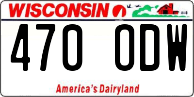 WI license plate 470ODW