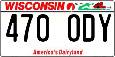 WI license plate 470ODY