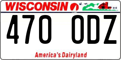 WI license plate 470ODZ