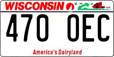 WI license plate 470OEC