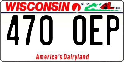 WI license plate 470OEP