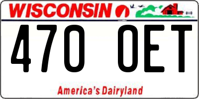 WI license plate 470OET
