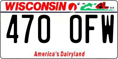 WI license plate 470OFW