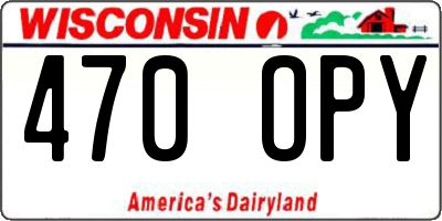 WI license plate 470OPY