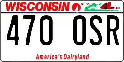 WI license plate 470OSR