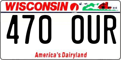 WI license plate 470OUR