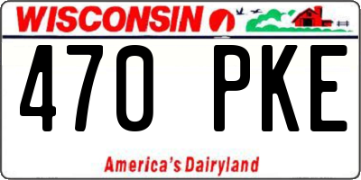 WI license plate 470PKE