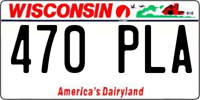 WI license plate 470PLA