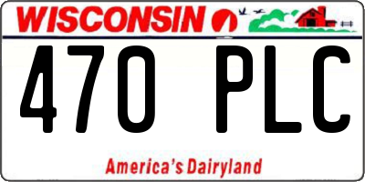 WI license plate 470PLC