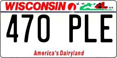 WI license plate 470PLE