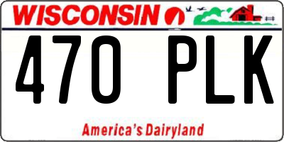 WI license plate 470PLK