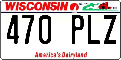 WI license plate 470PLZ