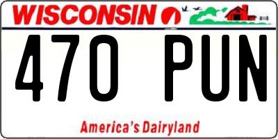 WI license plate 470PUN