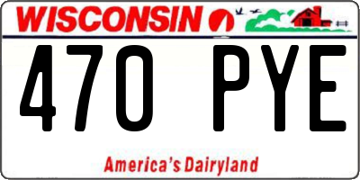 WI license plate 470PYE