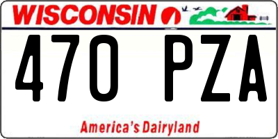 WI license plate 470PZA