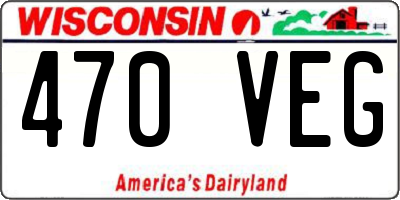 WI license plate 470VEG