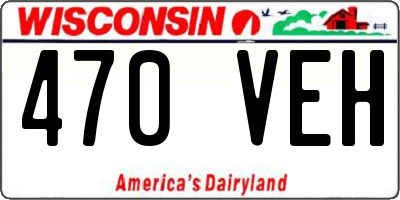 WI license plate 470VEH