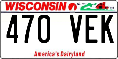 WI license plate 470VEK