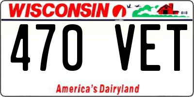 WI license plate 470VET