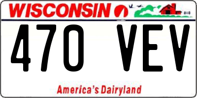 WI license plate 470VEV