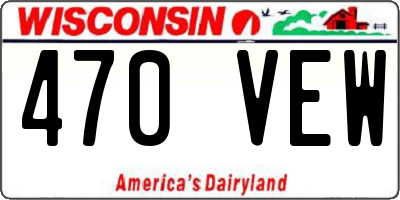 WI license plate 470VEW