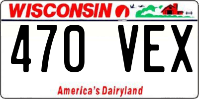WI license plate 470VEX