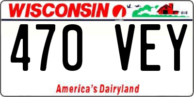 WI license plate 470VEY