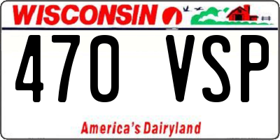 WI license plate 470VSP