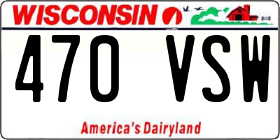 WI license plate 470VSW